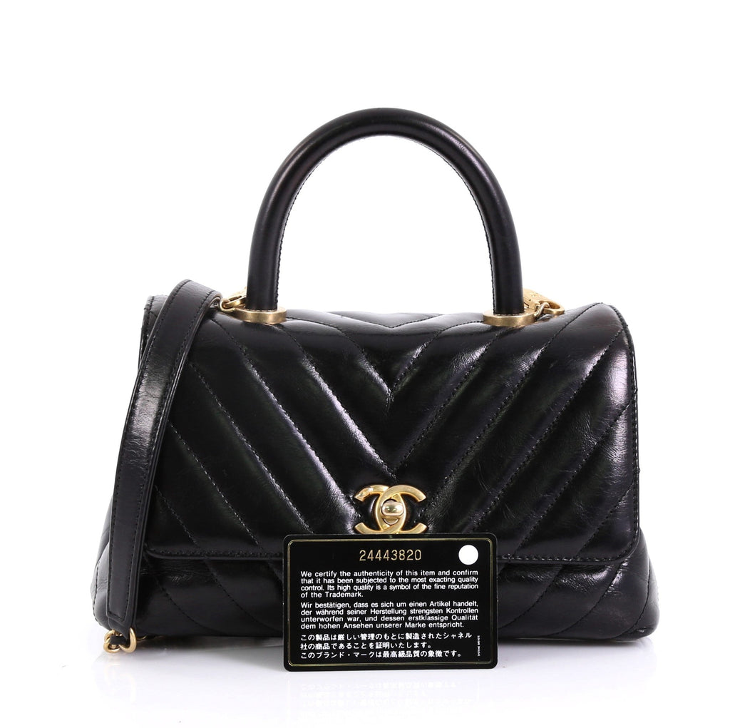 Coco Top Handle Bag Chevron Calfskin Mini