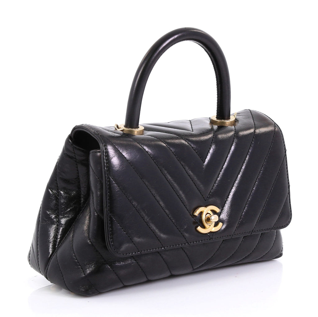 Coco Top Handle Bag Chevron Calfskin Mini