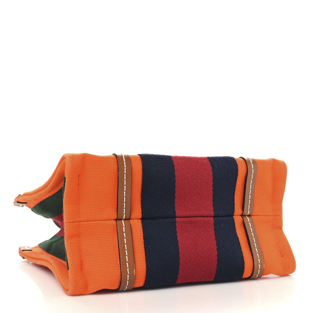 Canvas Calfskin Web Mini Interlocking G Top Handle Tote Vibrant  Orange Hazel Brown