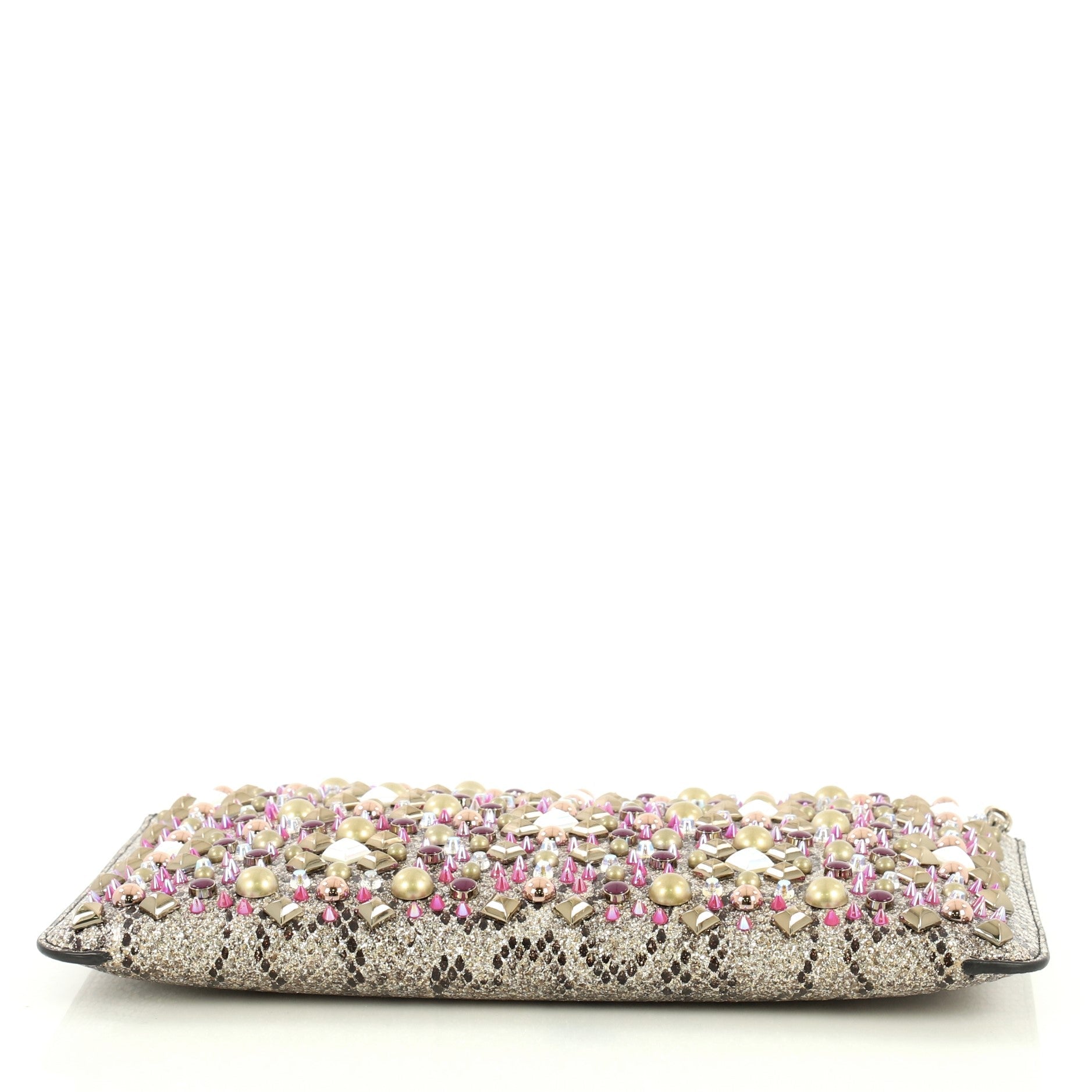 Loubiclutch Spiked Python Embossed Leather