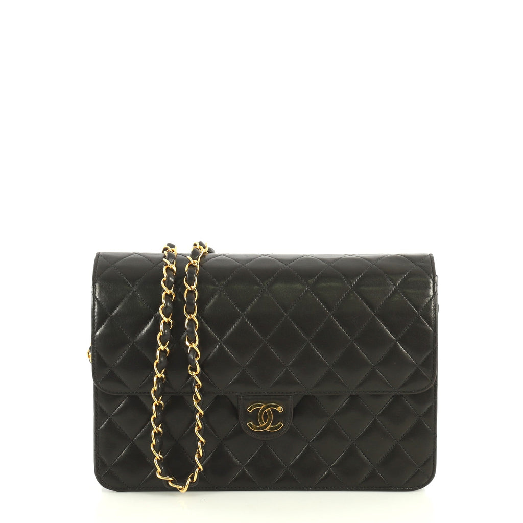 Vintage Clutch with Chain Quilted Leather Medium