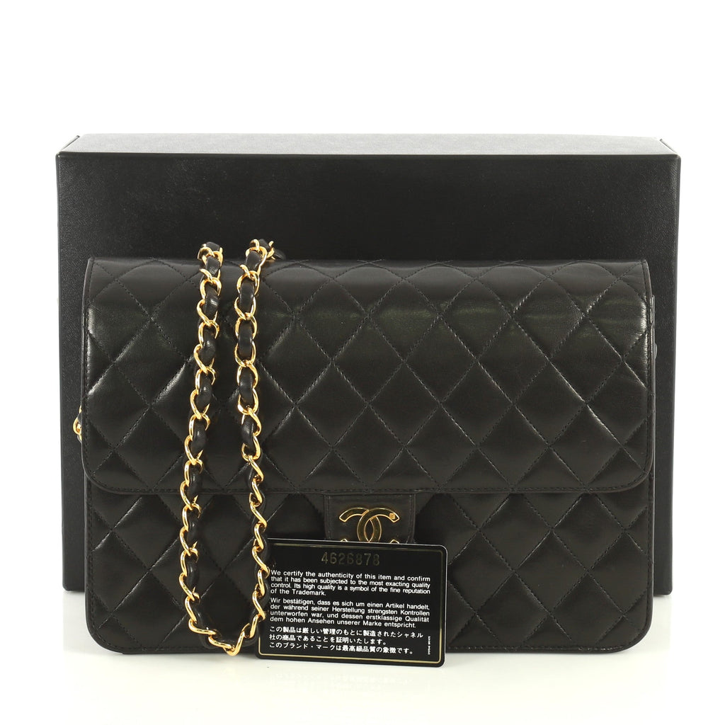 Vintage Clutch with Chain Quilted Leather Medium