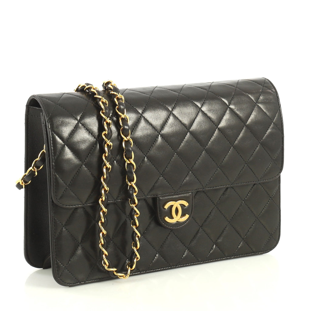 Vintage Clutch with Chain Quilted Leather Medium