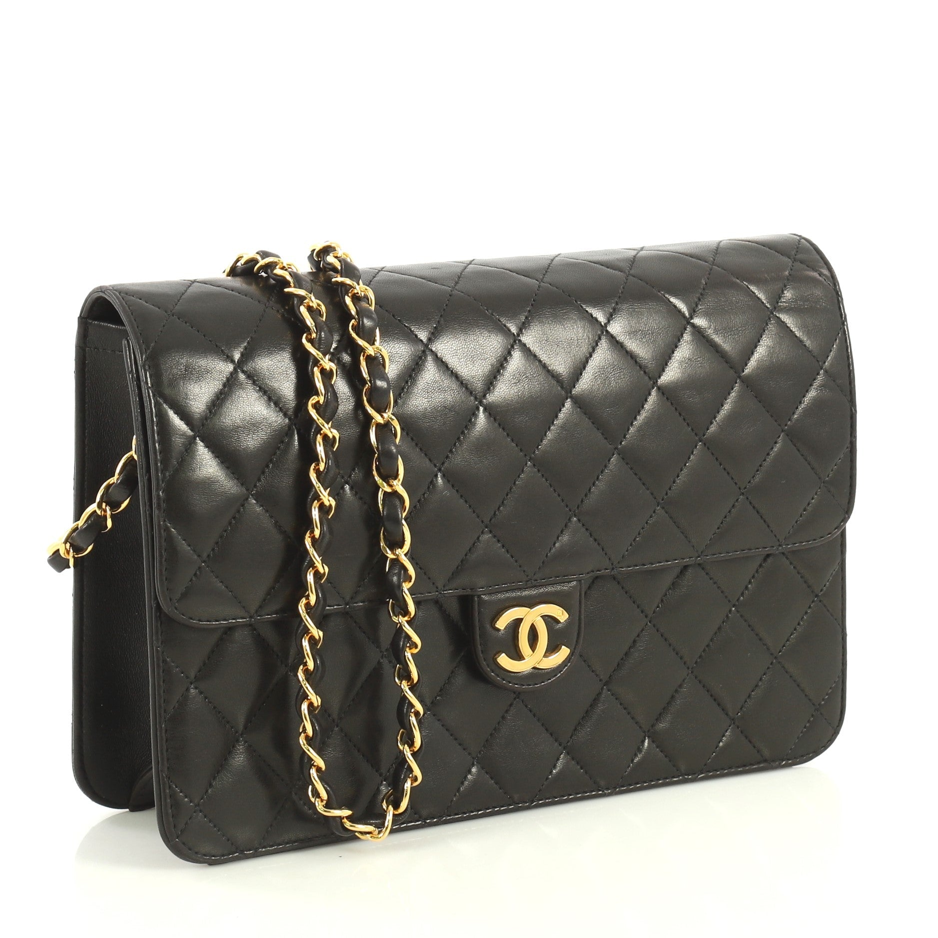 Vintage Clutch with Chain Quilted Leather Medium