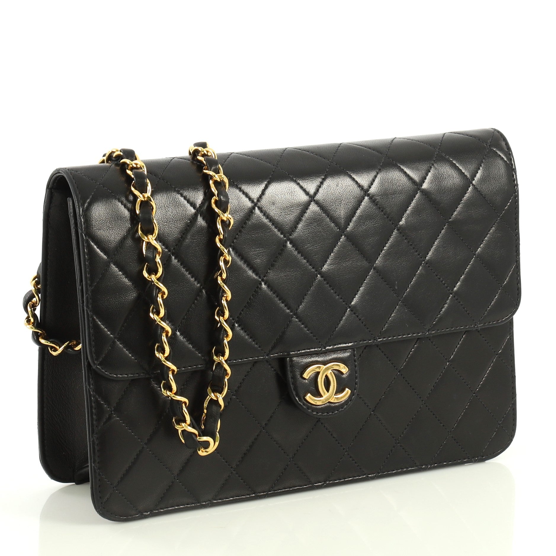 Vintage Clutch with Chain Quilted Leather Medium