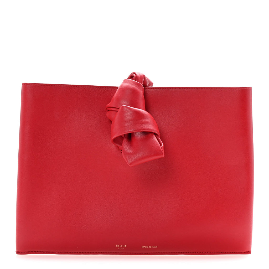 Lambskin Knotted Clutch Bright Red Powder
