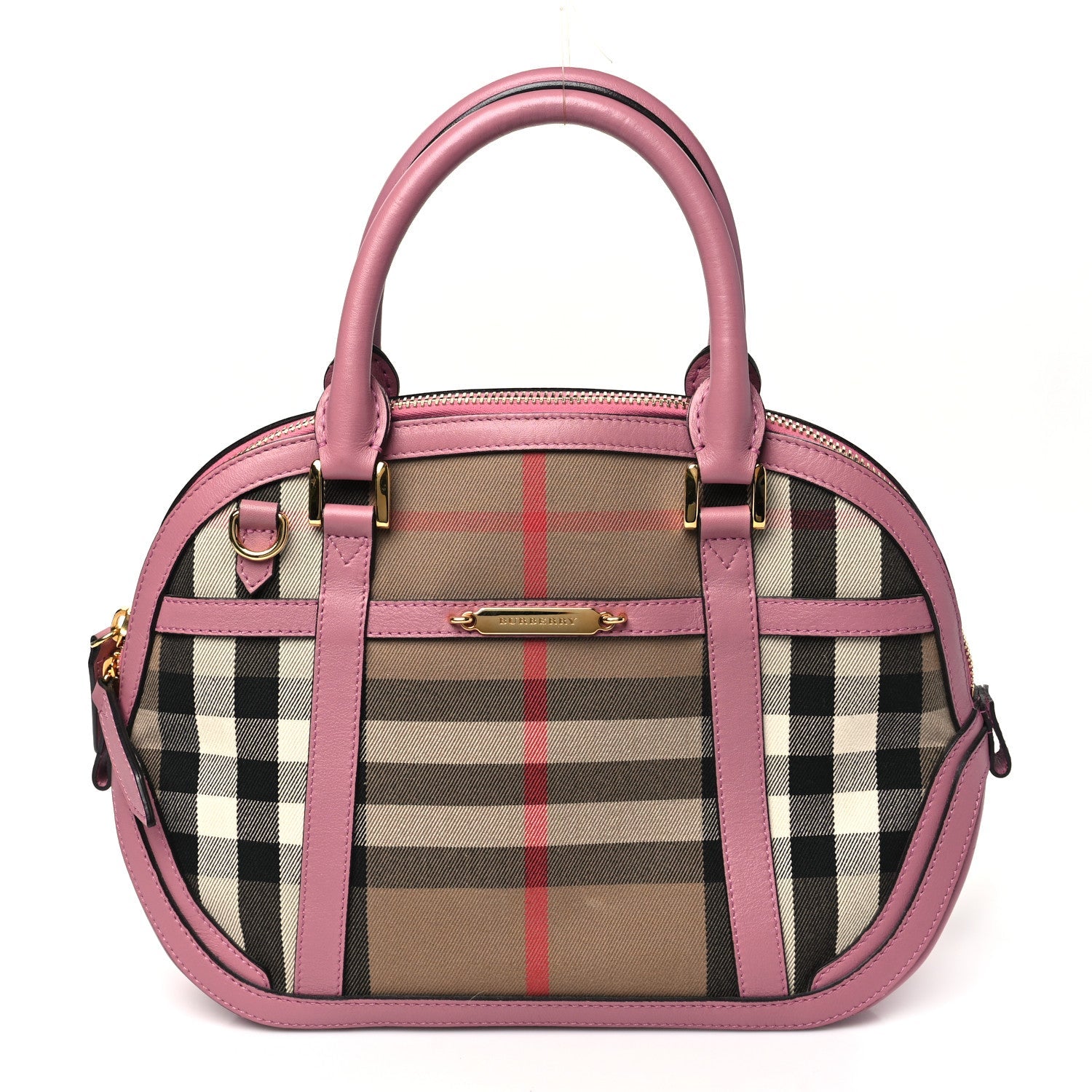 Bridle Calfskin House Check Small Orchard Bowling Bag Mauve Pink