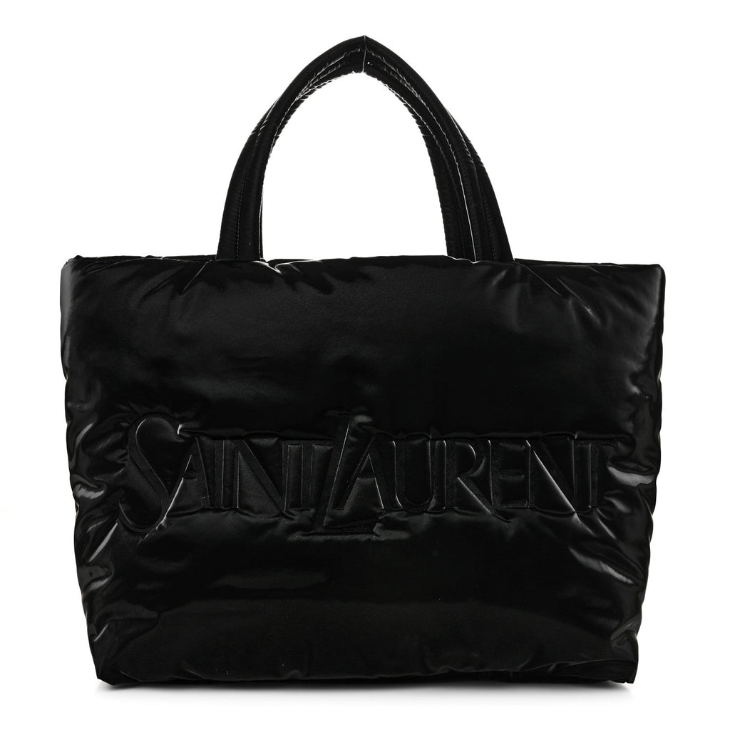 Silktech Canvas Wide Puffer Tote Black