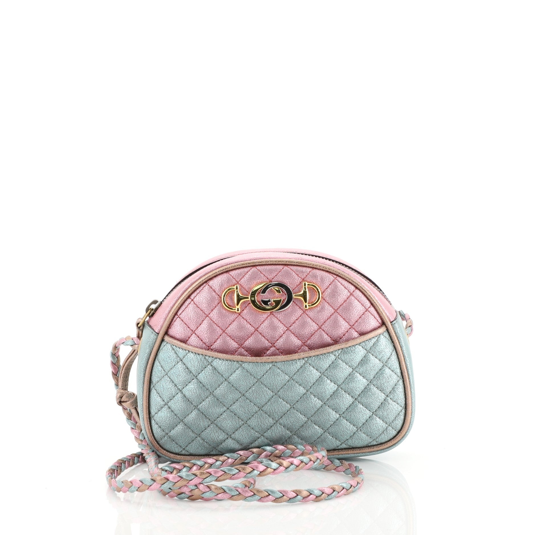 Camera Shoulder Bag Quilted Laminated Leather Mini