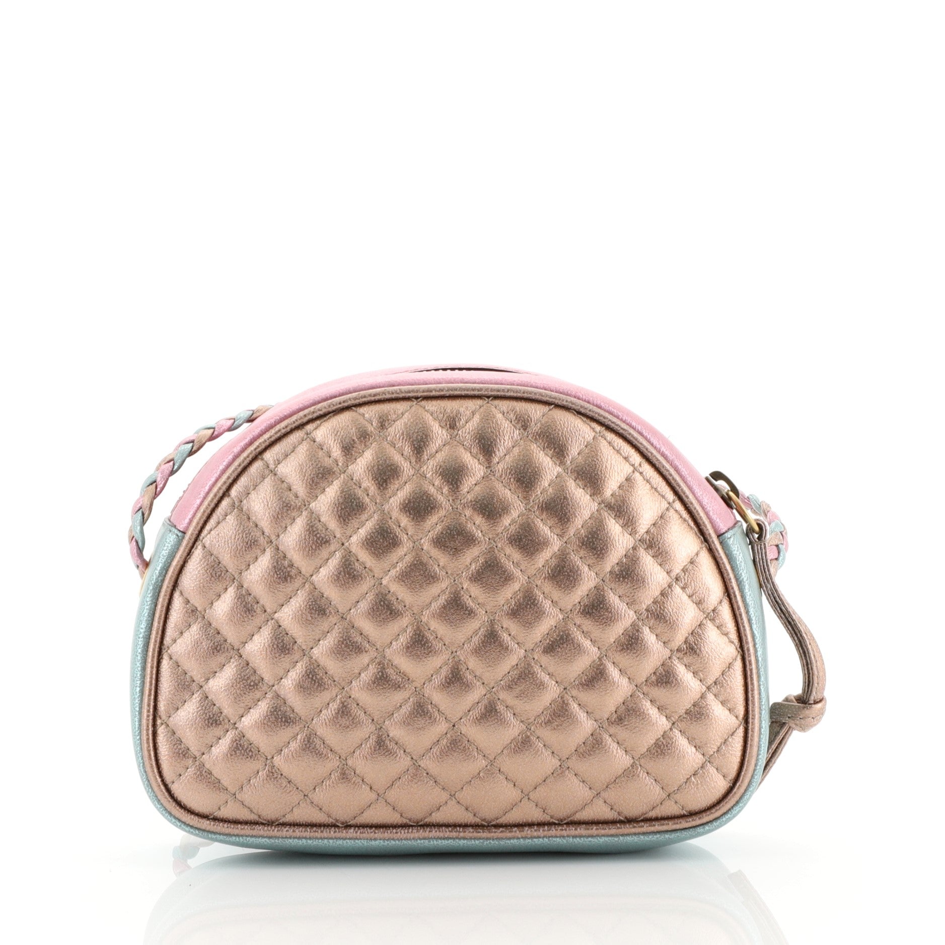 Camera Shoulder Bag Quilted Laminated Leather Mini