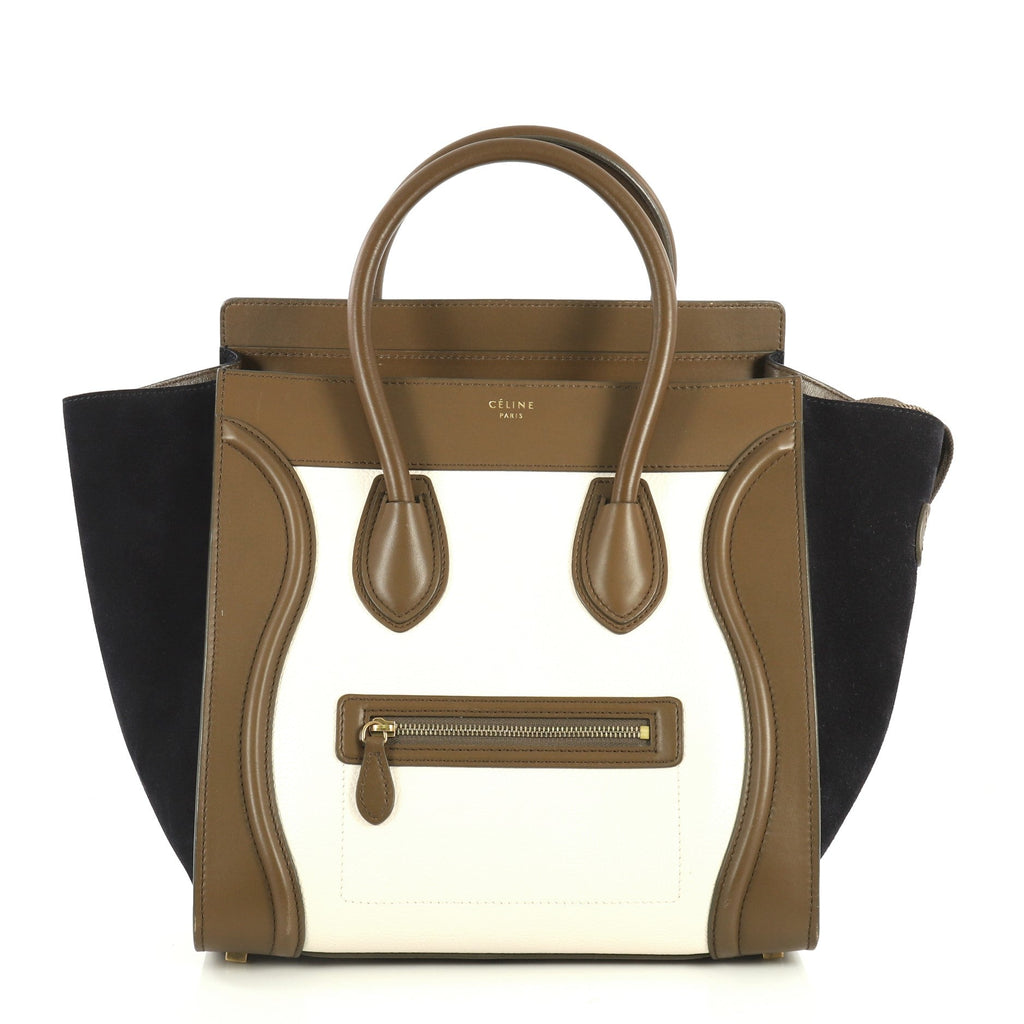 Tricolor Luggage Handbag Leather Mini