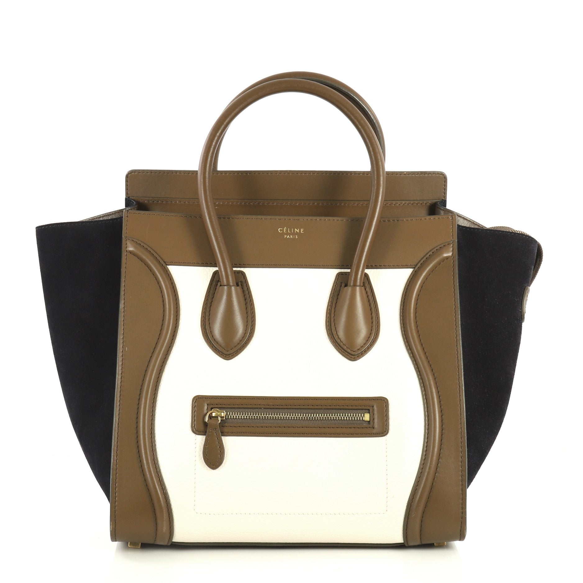 Tricolor Luggage Handbag Leather Mini