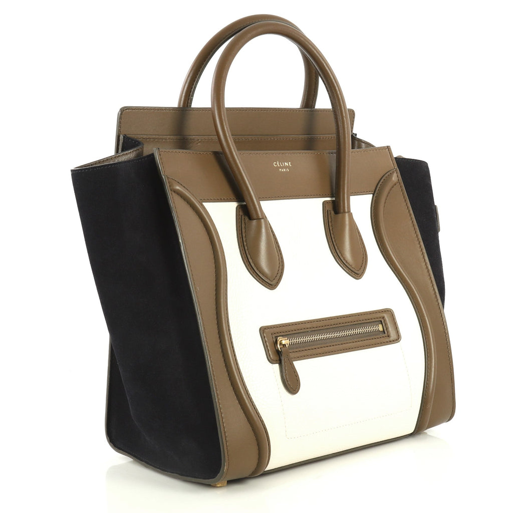 Tricolor Luggage Handbag Leather Mini