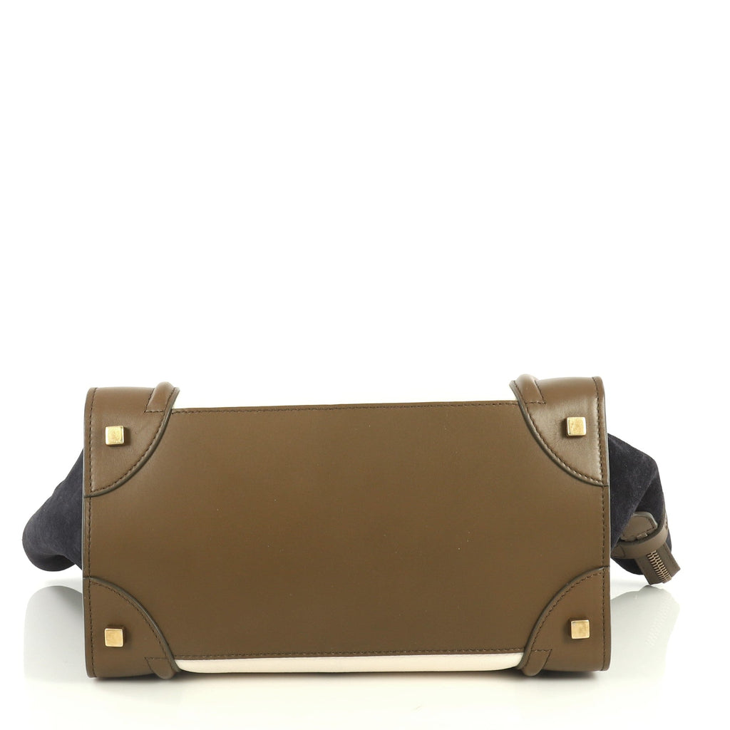 Tricolor Luggage Handbag Leather Mini