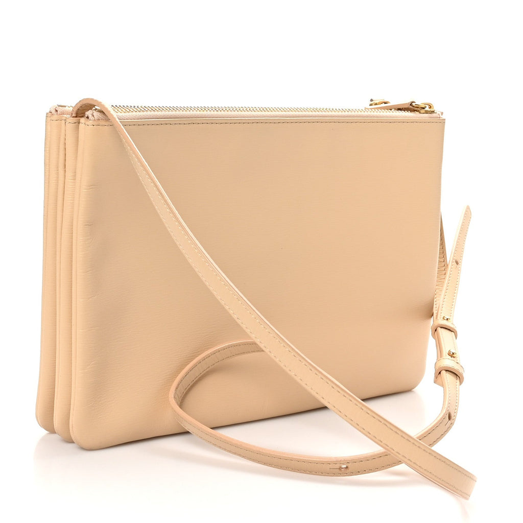 Liege Calfskin Large Trio Crossbody Bag Nude