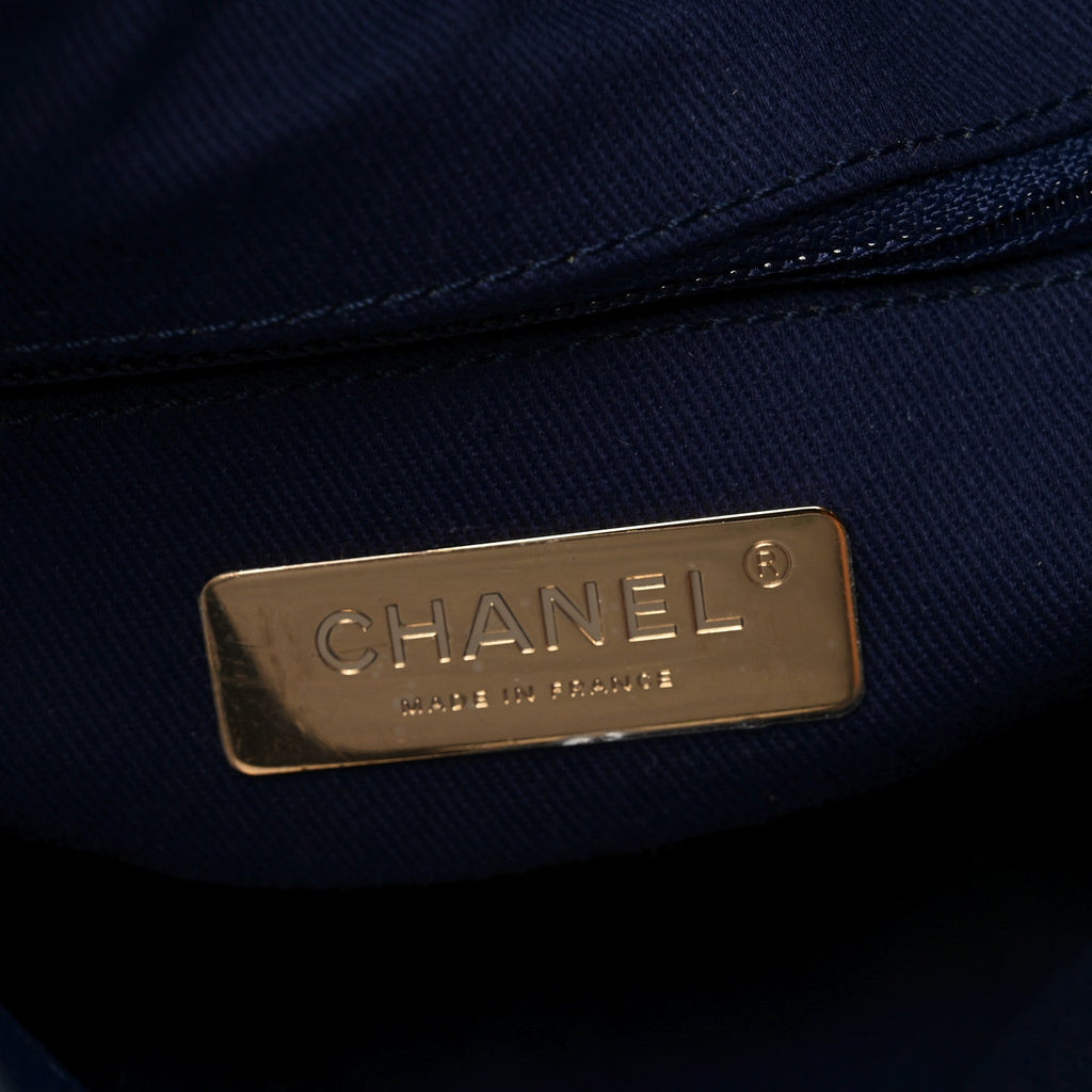 Caviar Stitched Large Shopping Tote Bag Blue