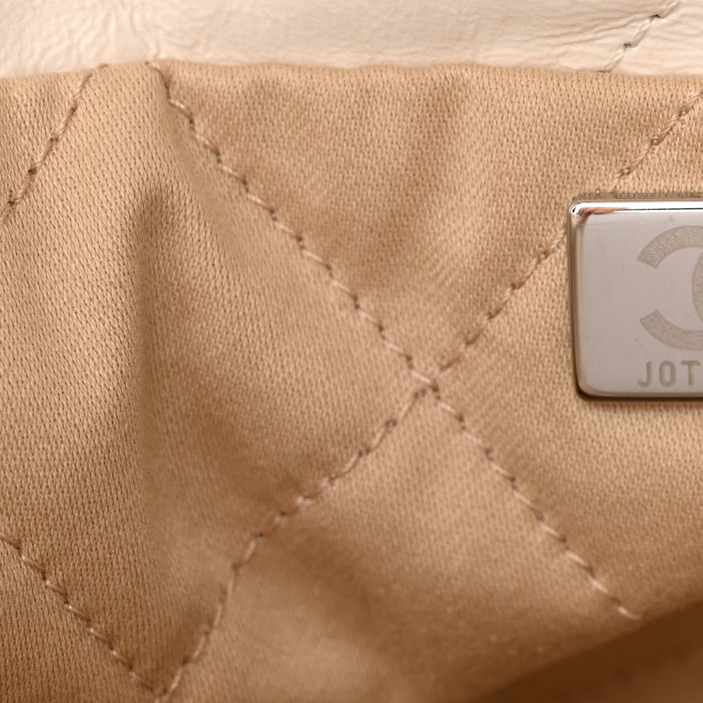 Shiny Calfskin Quilted Small Chanel 22 White