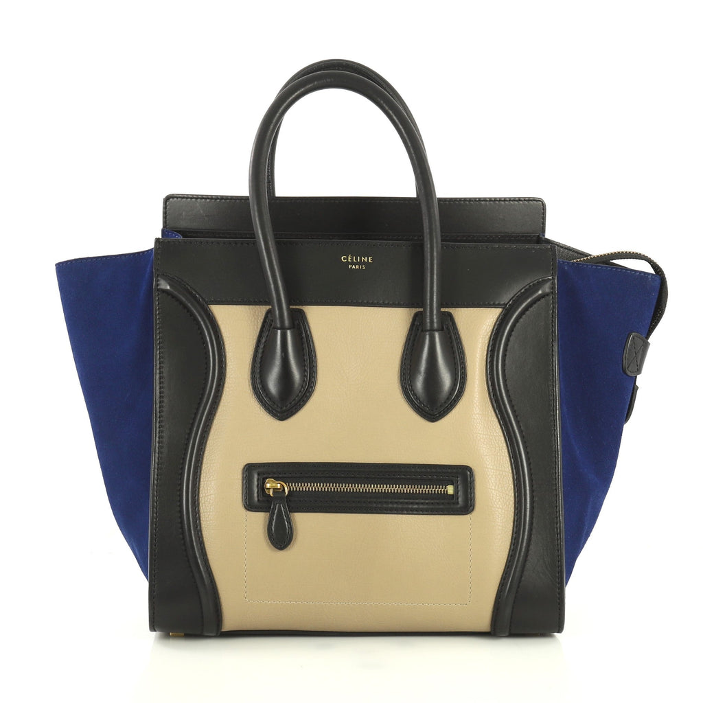 Tricolor Luggage Handbag Leather Mini