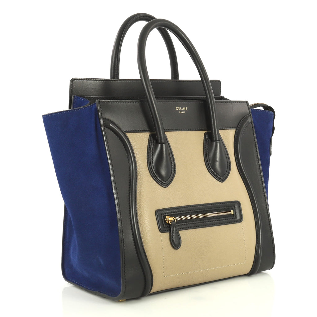 Tricolor Luggage Handbag Leather Mini