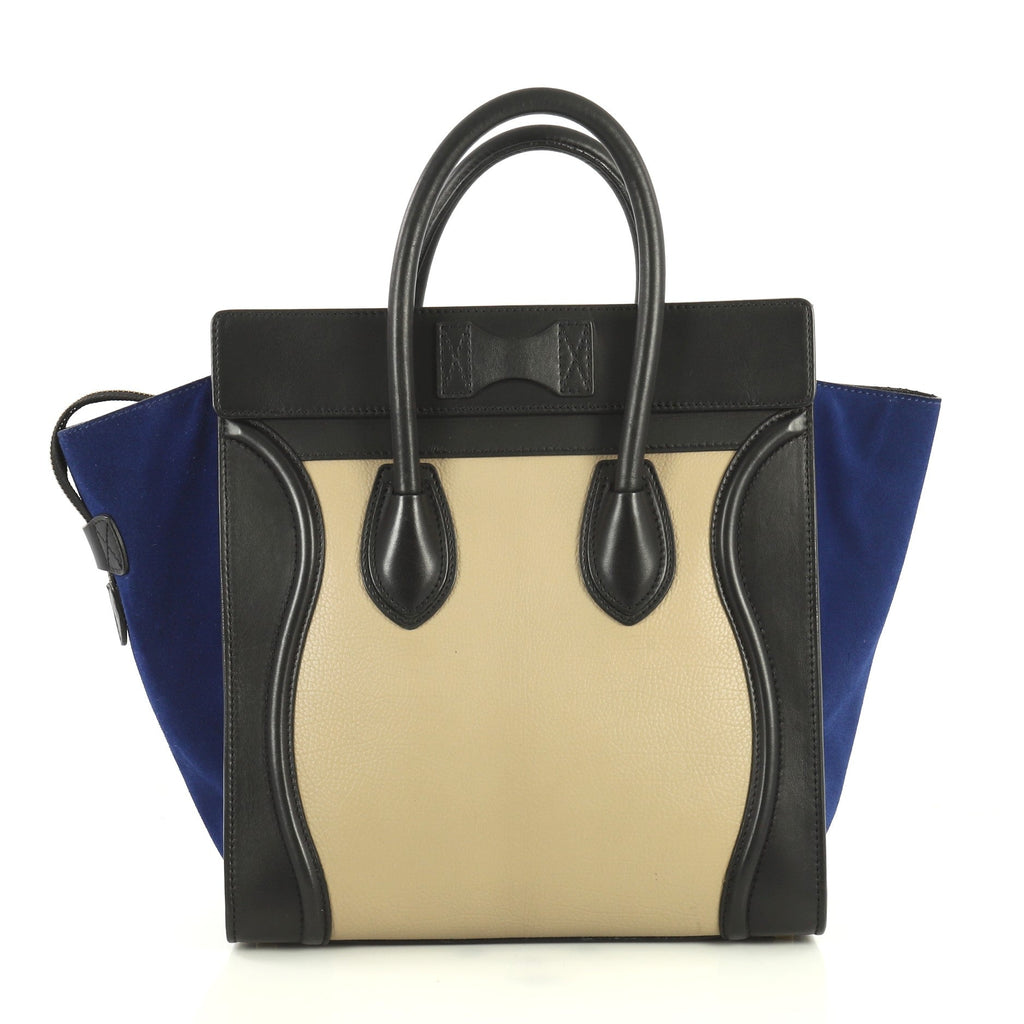 Tricolor Luggage Handbag Leather Mini