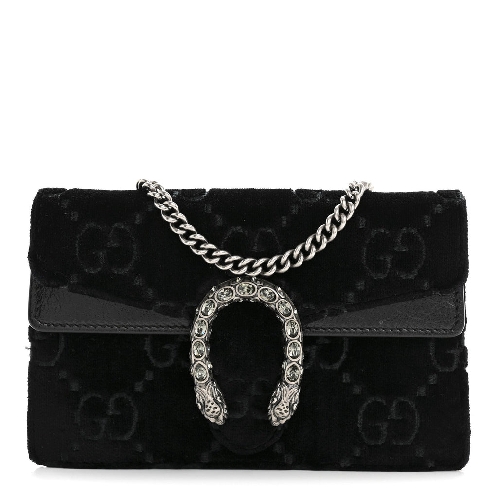 Velvet GG Monogram Super Mini Dionysus Shoulder Bag Black