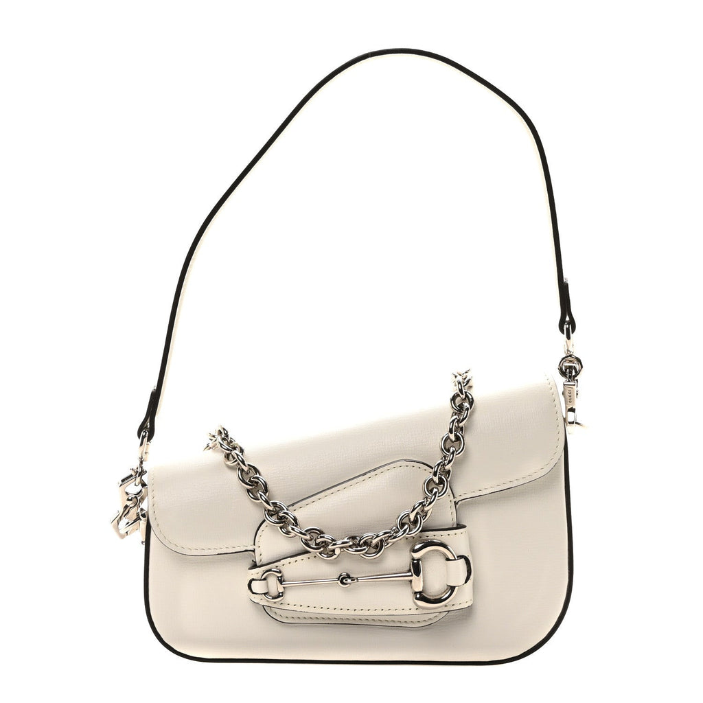Calfskin Mini Horsebit 1955 Asymmetric Shoulder Bag Great White