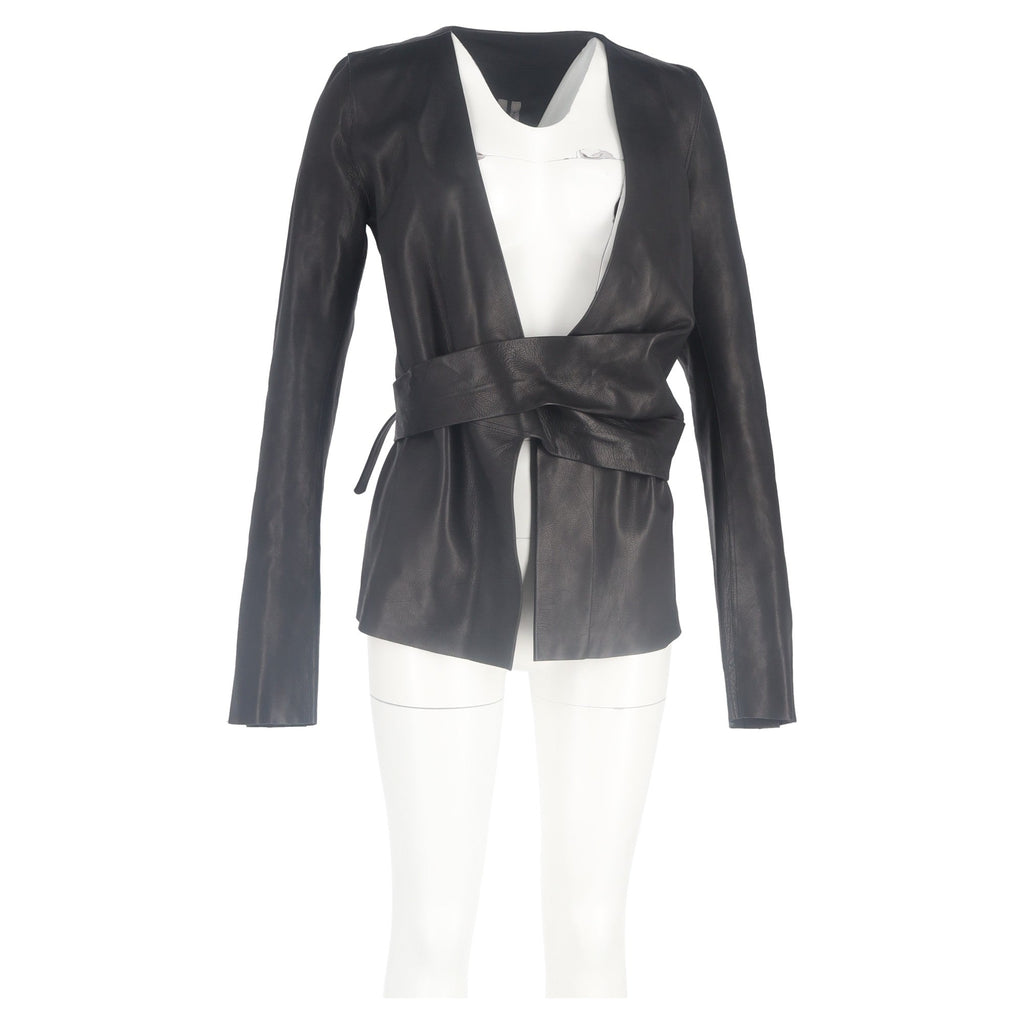Rick Owens Wrap Jacket in Black Leather