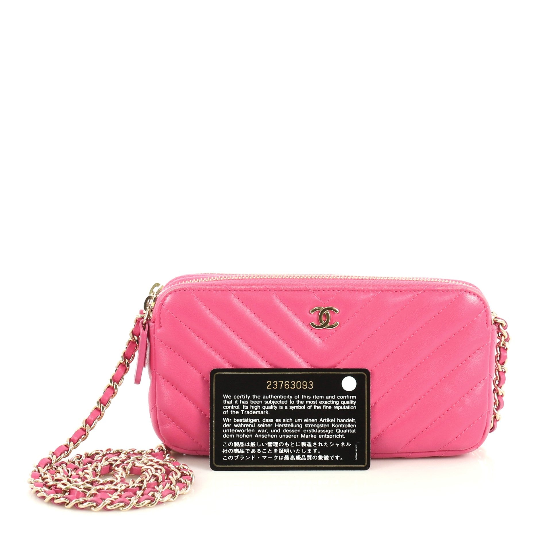 Double Zip Clutch with Chain Chevron Lambskin