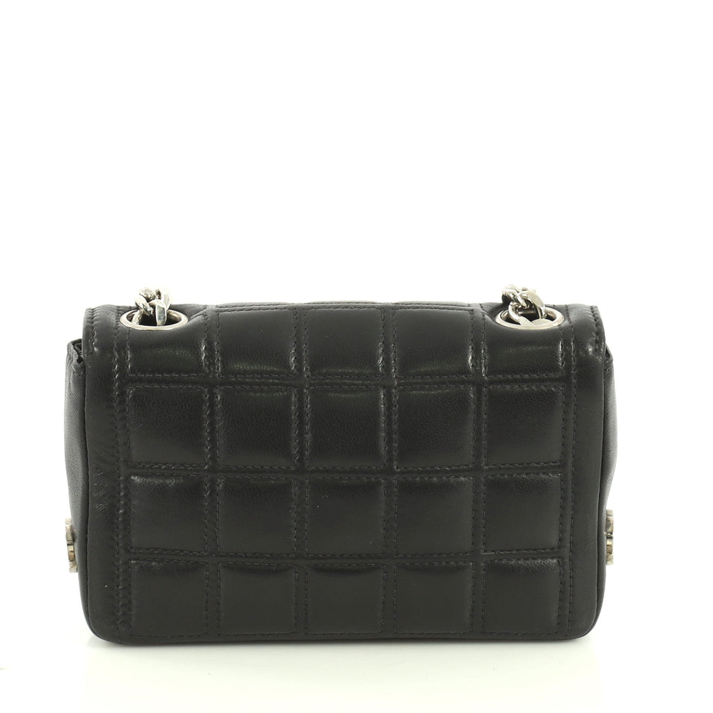 Vintage Chocolate Bar Mademoiselle Chain Flap Bag Quilted Leather Mini