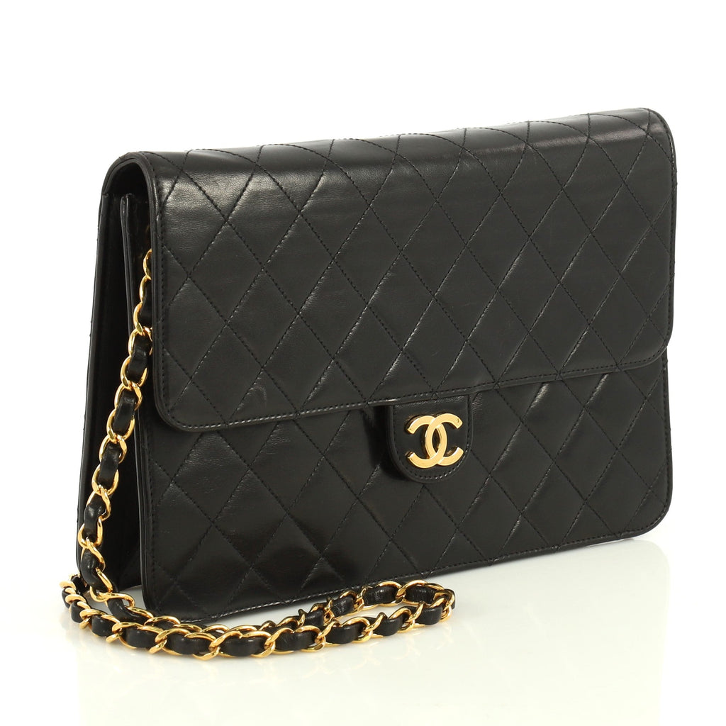 Vintage Clutch with Chain Quilted Leather Medium