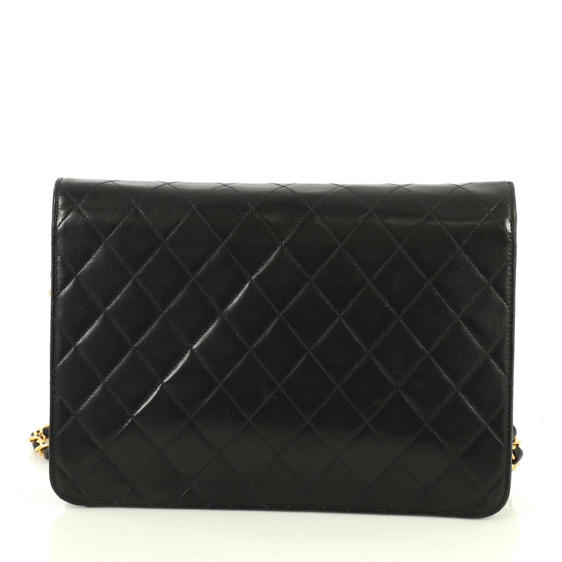 Vintage Clutch with Chain Quilted Leather Medium