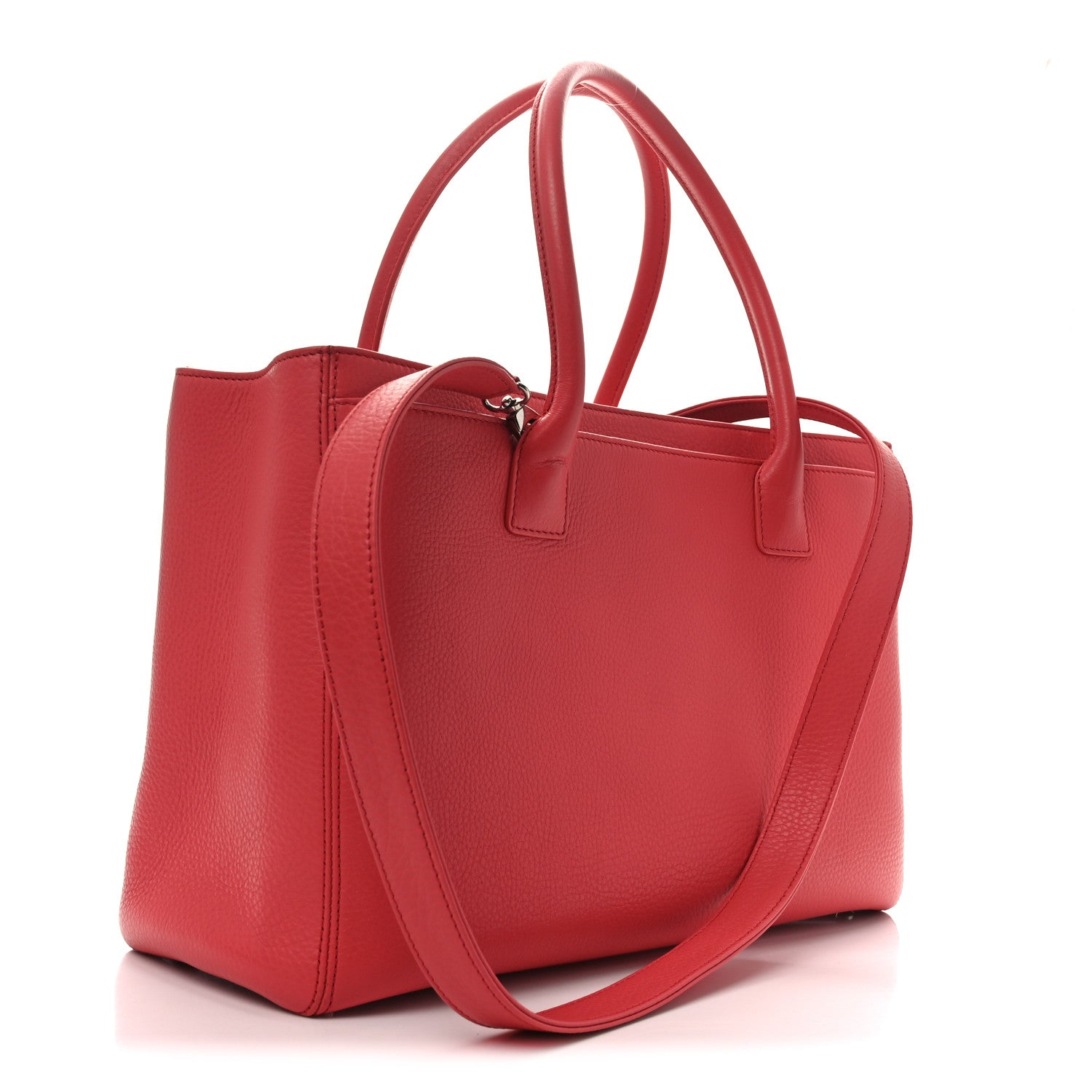 Calfskin Cerf Executive Shopper Tote Coral