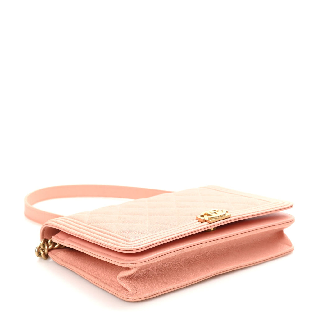 Caviar Quilted Boy Wallet On Chain WOC Pink