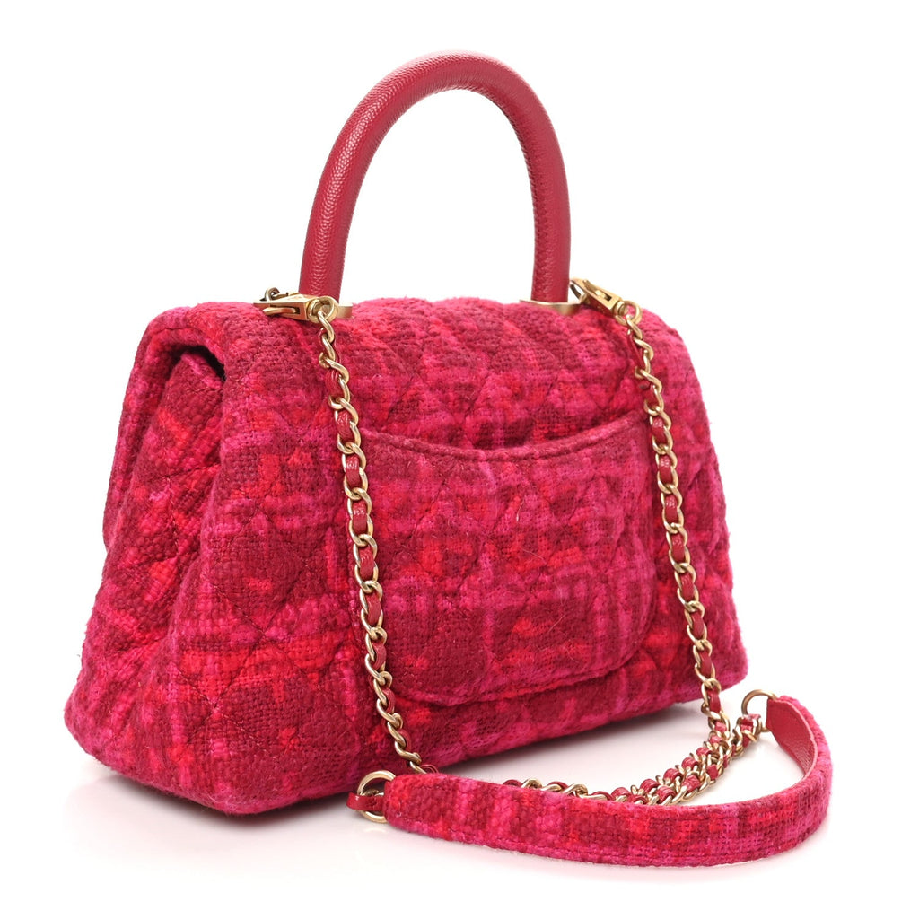 Tweed Mini Coco Handle Flap Fuchsia