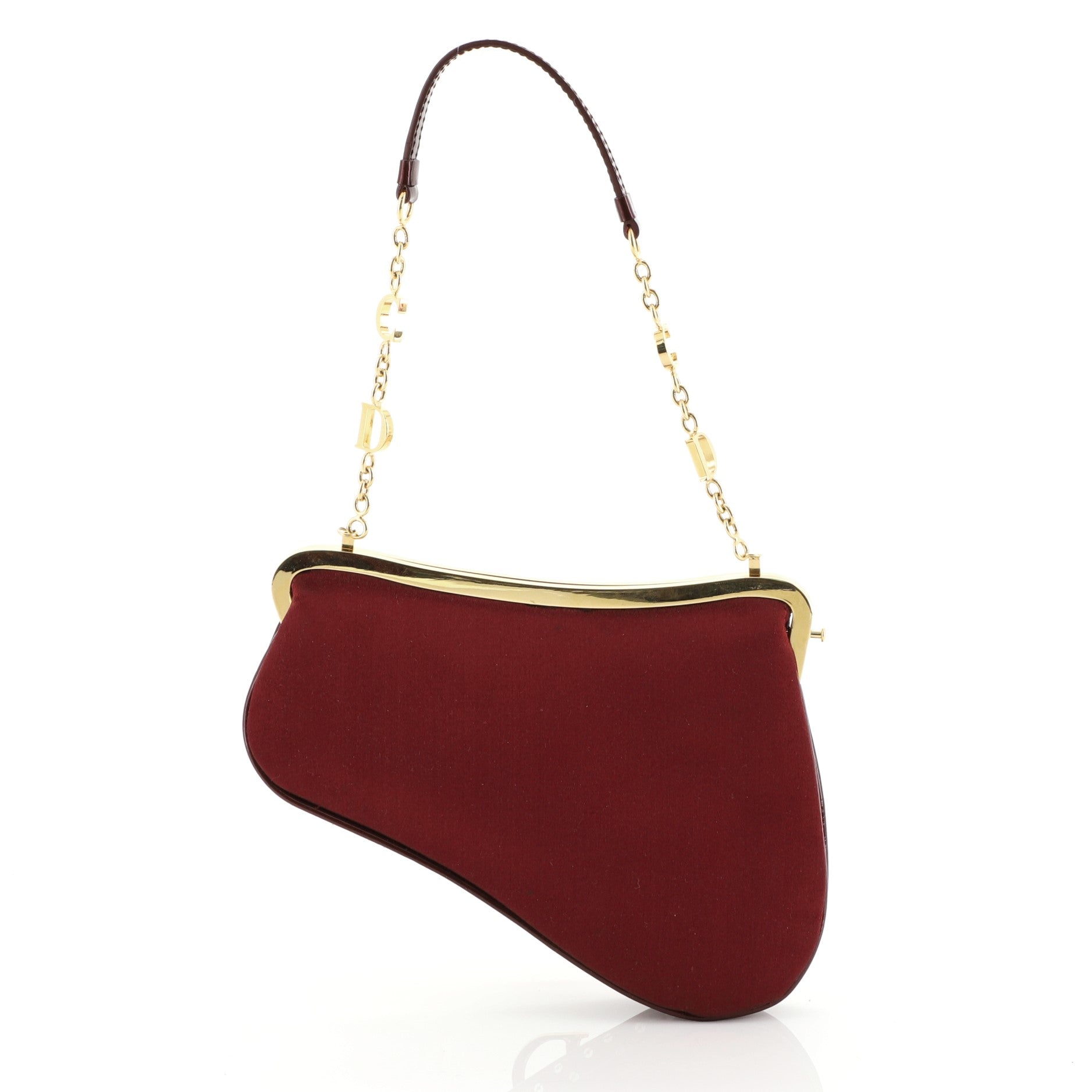 Vintage Saddle Frame Clutch Beaded Satin Mini