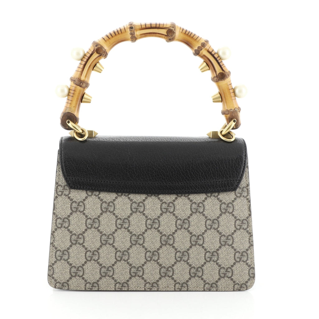 Broche Bamboo Top Handle Bag GG Coated Canvas and Leather Mini