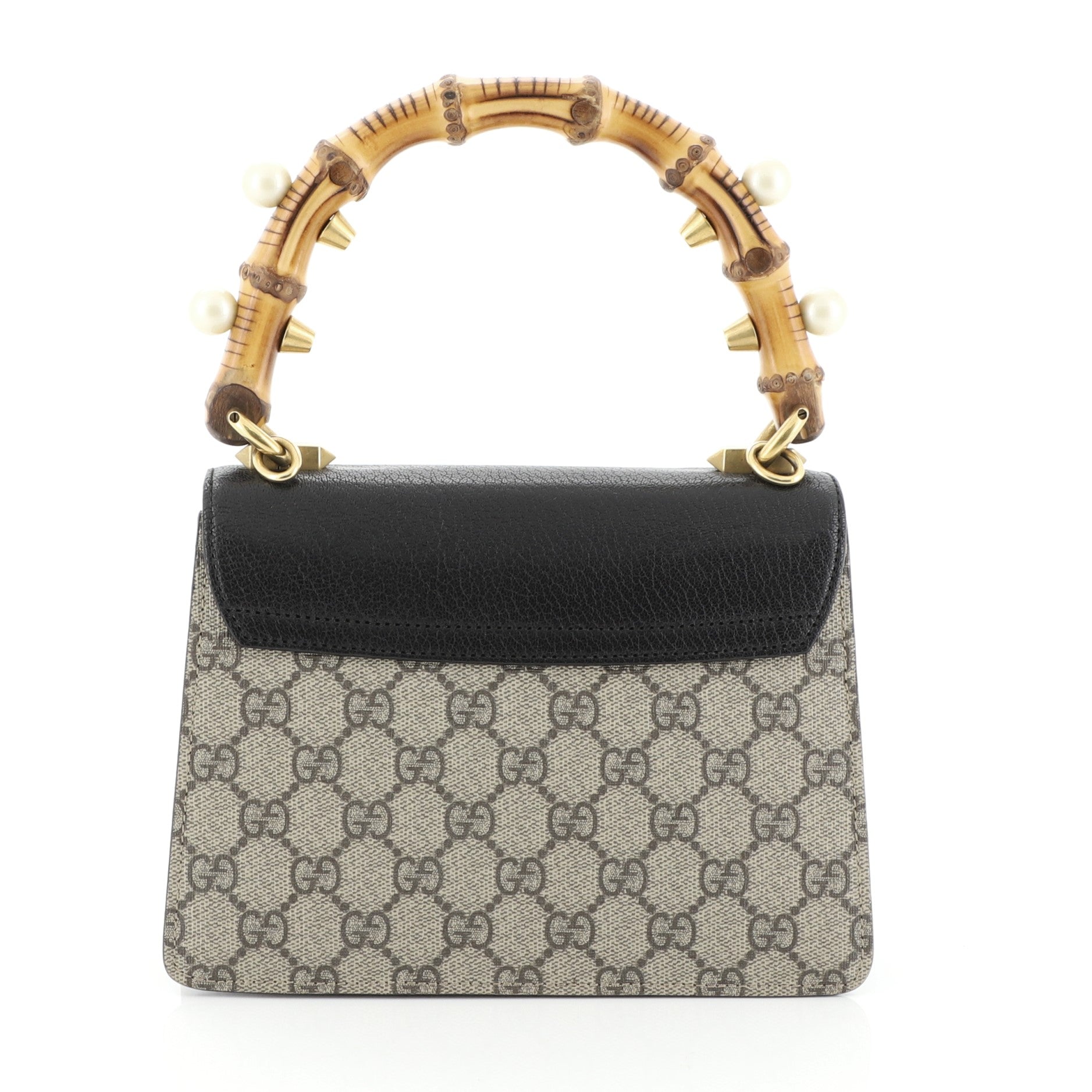 Broche Bamboo Top Handle Bag GG Coated Canvas and Leather Mini