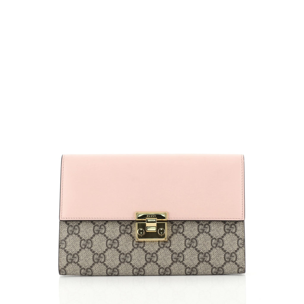 Padlock Clutch GG Coated Canvas with Leather