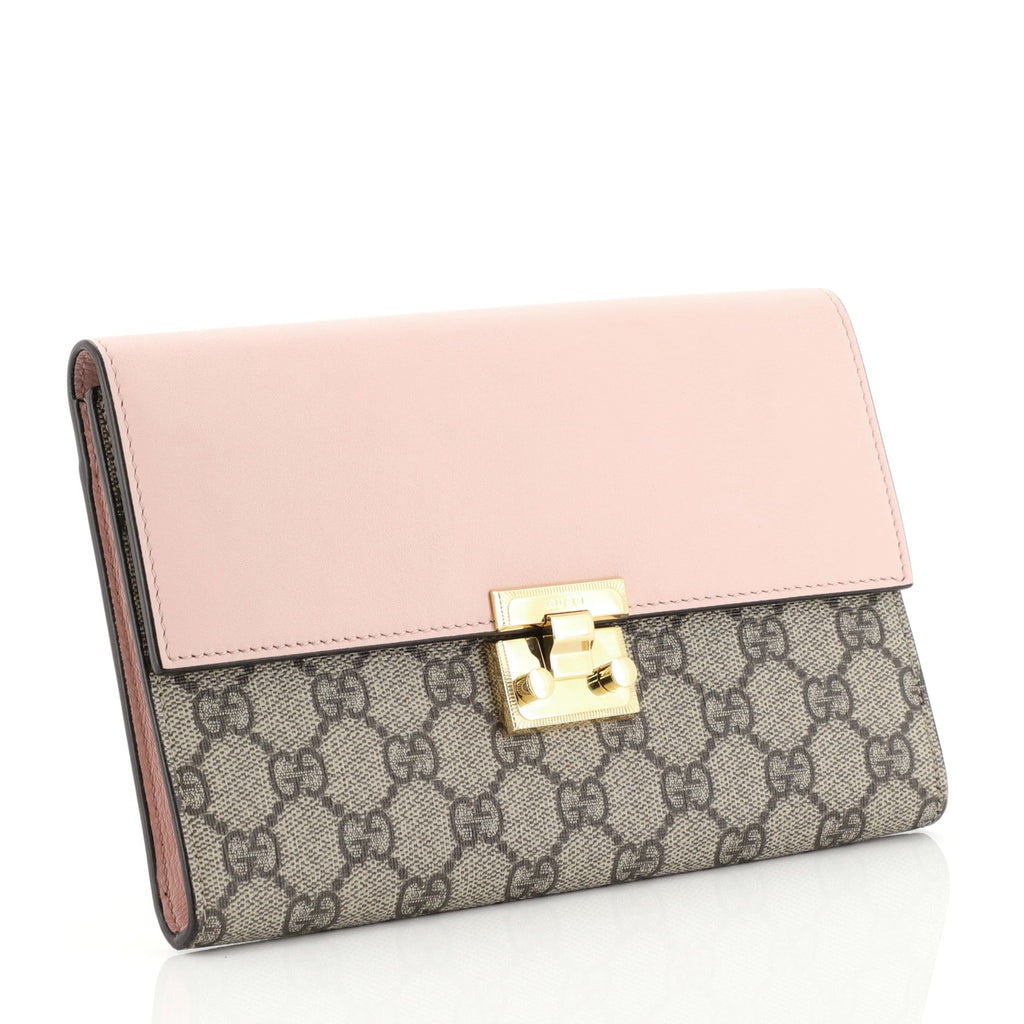 Padlock Clutch GG Coated Canvas with Leather