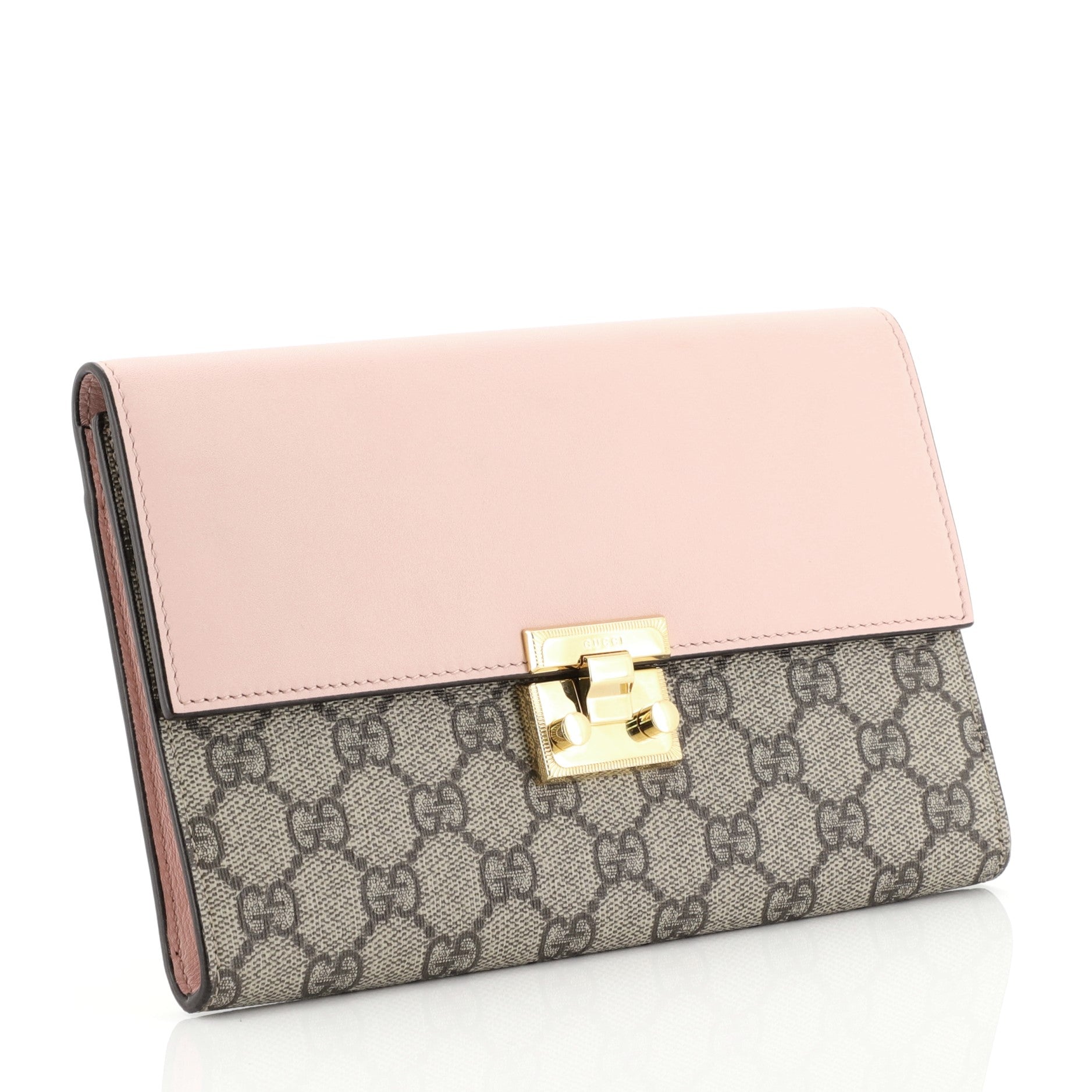 Padlock Clutch GG Coated Canvas with Leather