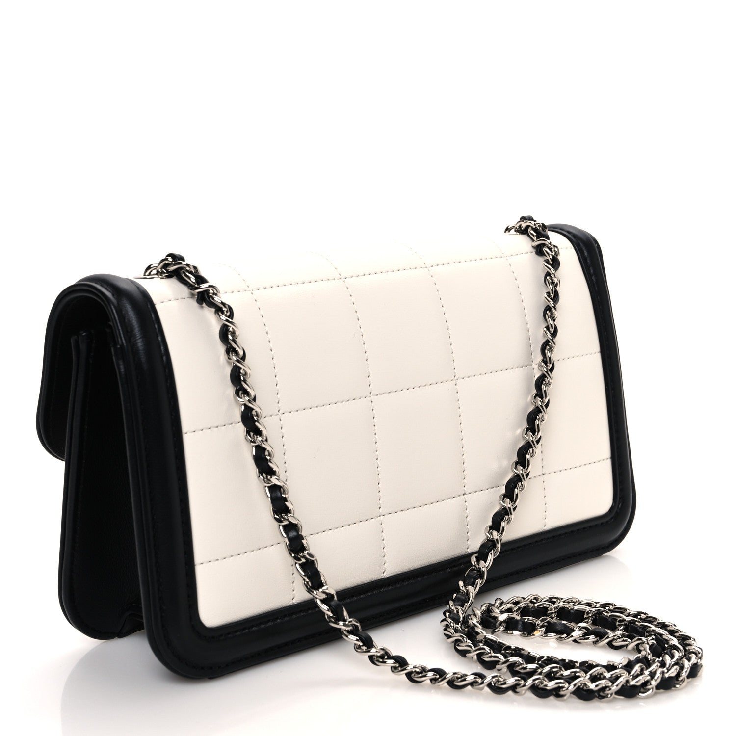 Lambskin Calfskin Chic Frame Flap Bag White Black