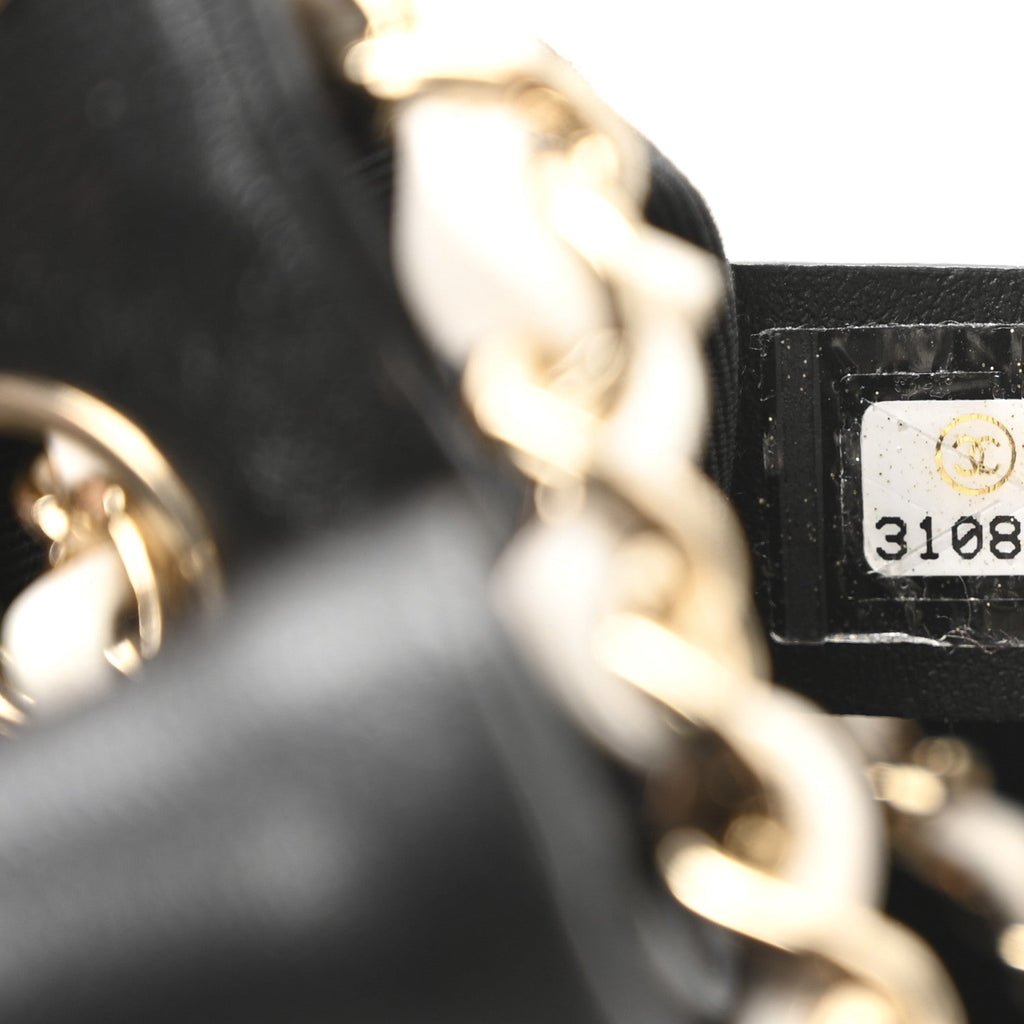 Lambskin Entwined Chain Bucket Bag Black