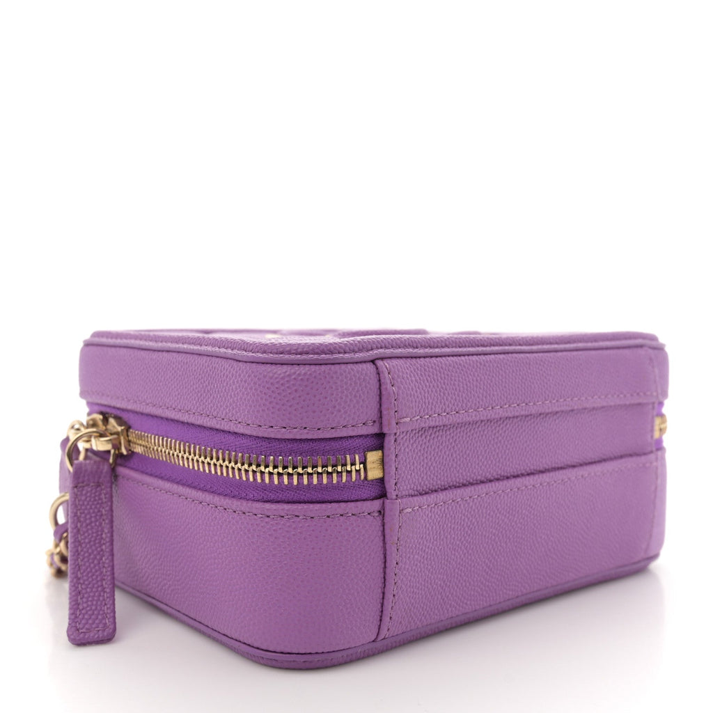 Caviar Quilted Small CC Filigree Vanity Case Purple