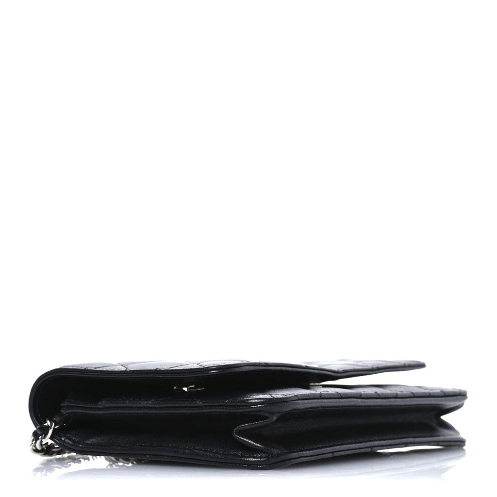 Lambskin Quilted Wallet On Chain WOC Black