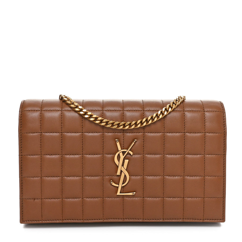Lambskin Carre Quilted Cassandre Chain Wallet Brown