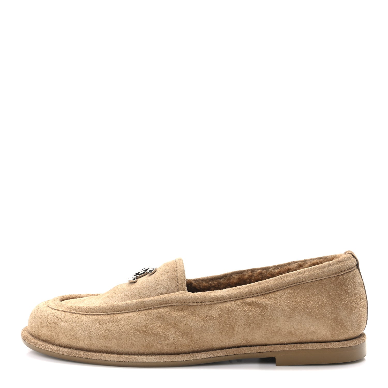 Suede Calfskin CC Loafers 38 Dark Beige