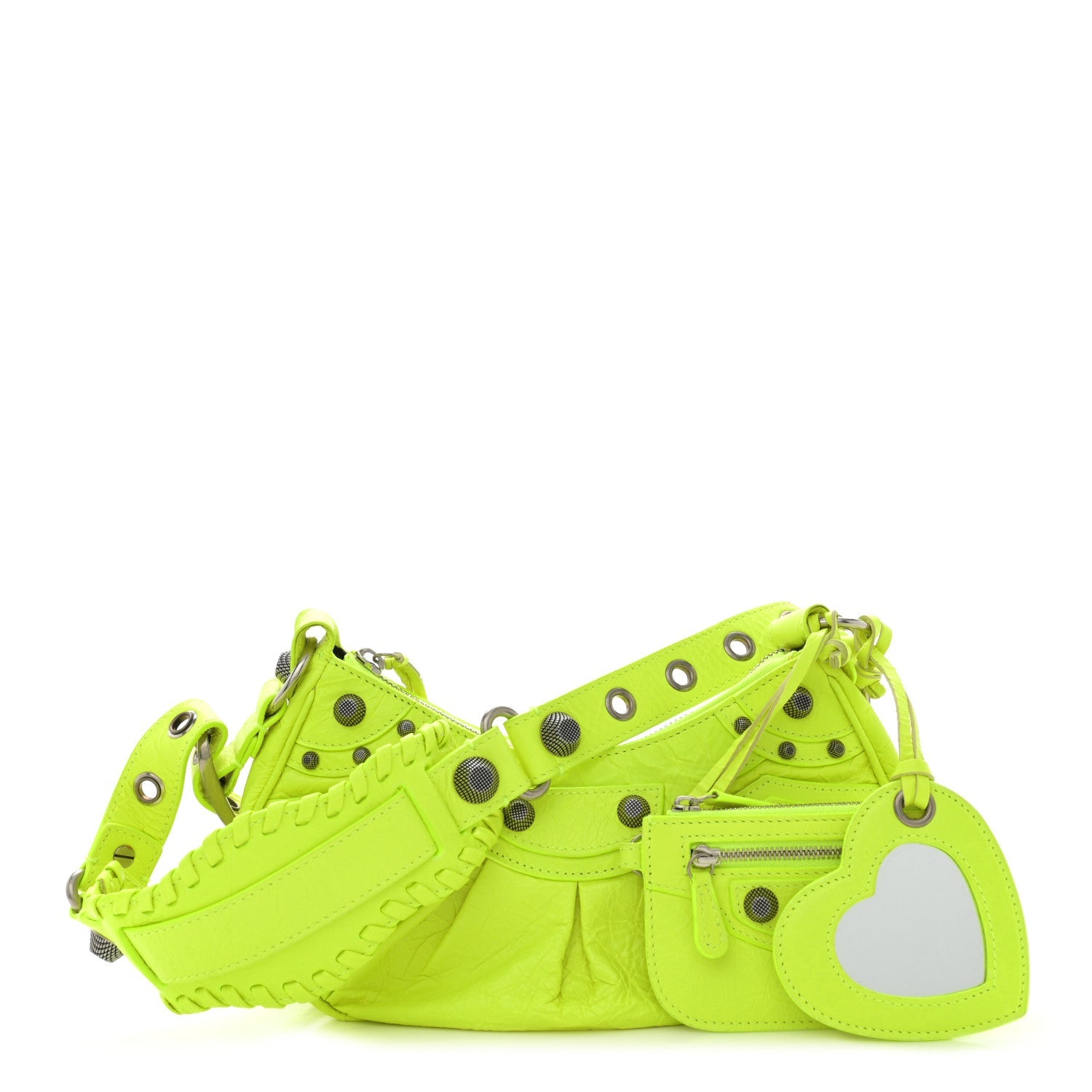 Agneau Arena Le Cagole Shoulder Bag XS Fluo Yellow