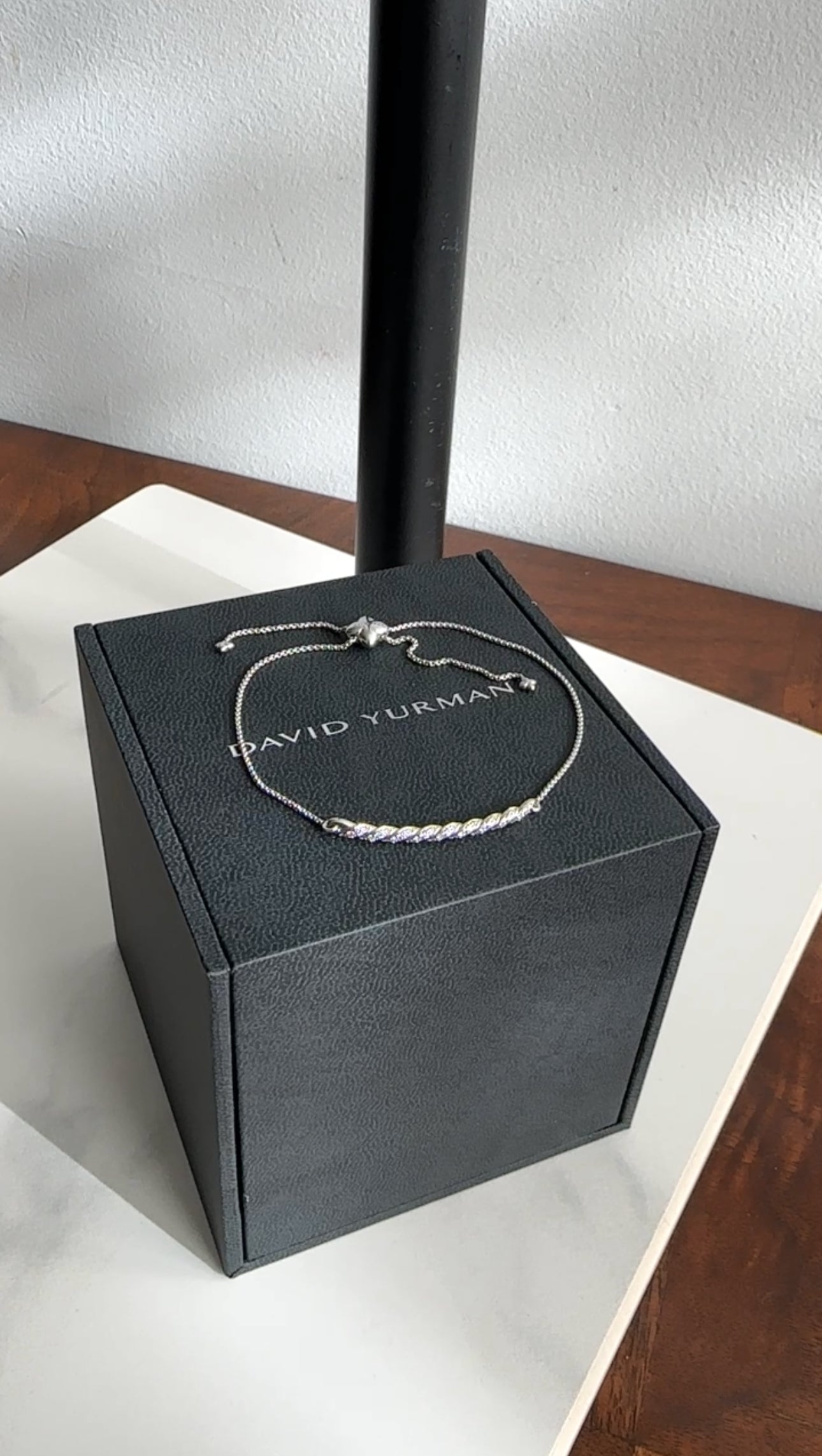 David Yurman 18k White Gold and Diamond Paveflex Slide Bracelet