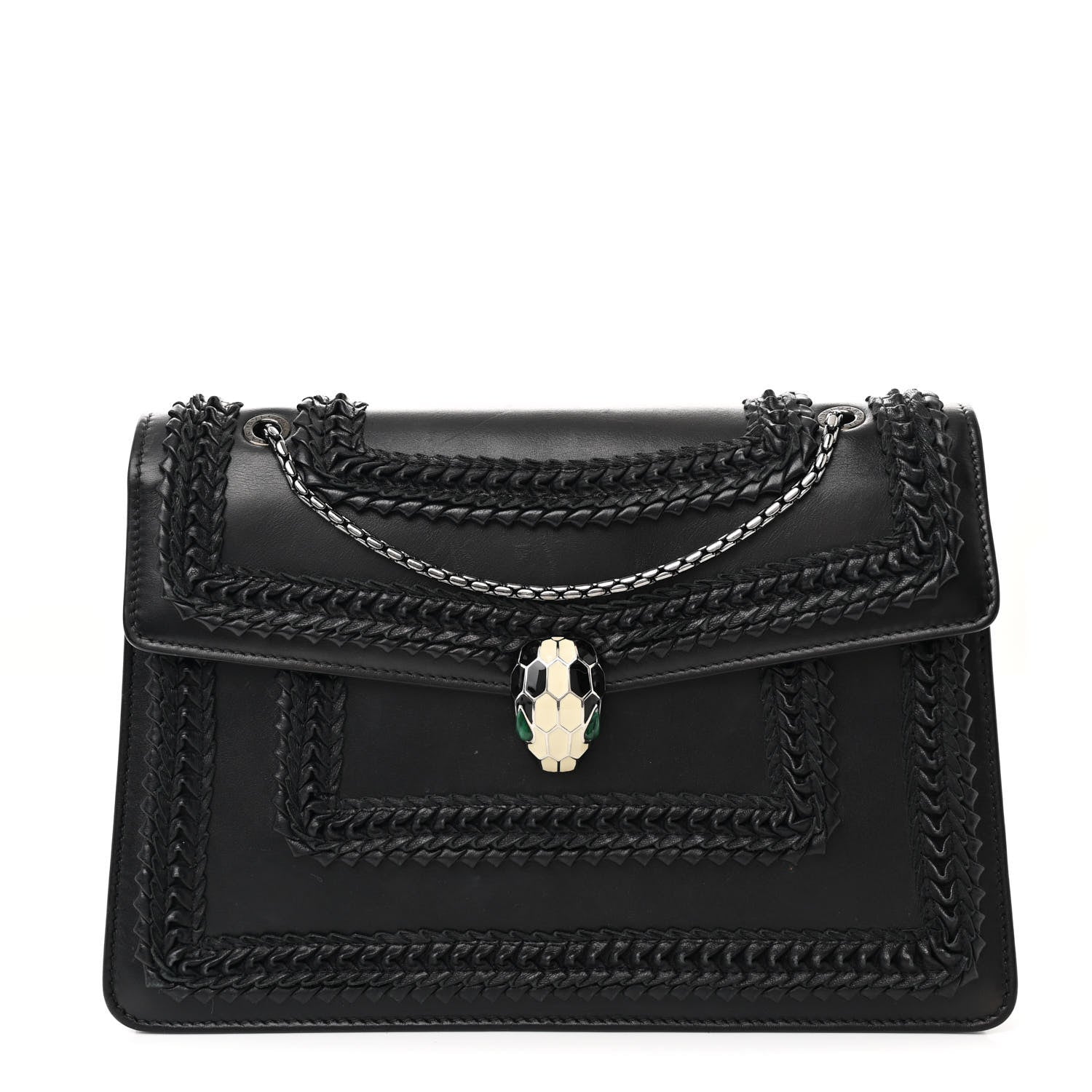 Calfskin Plisse Serpenti Forever Crossbody Bag Black