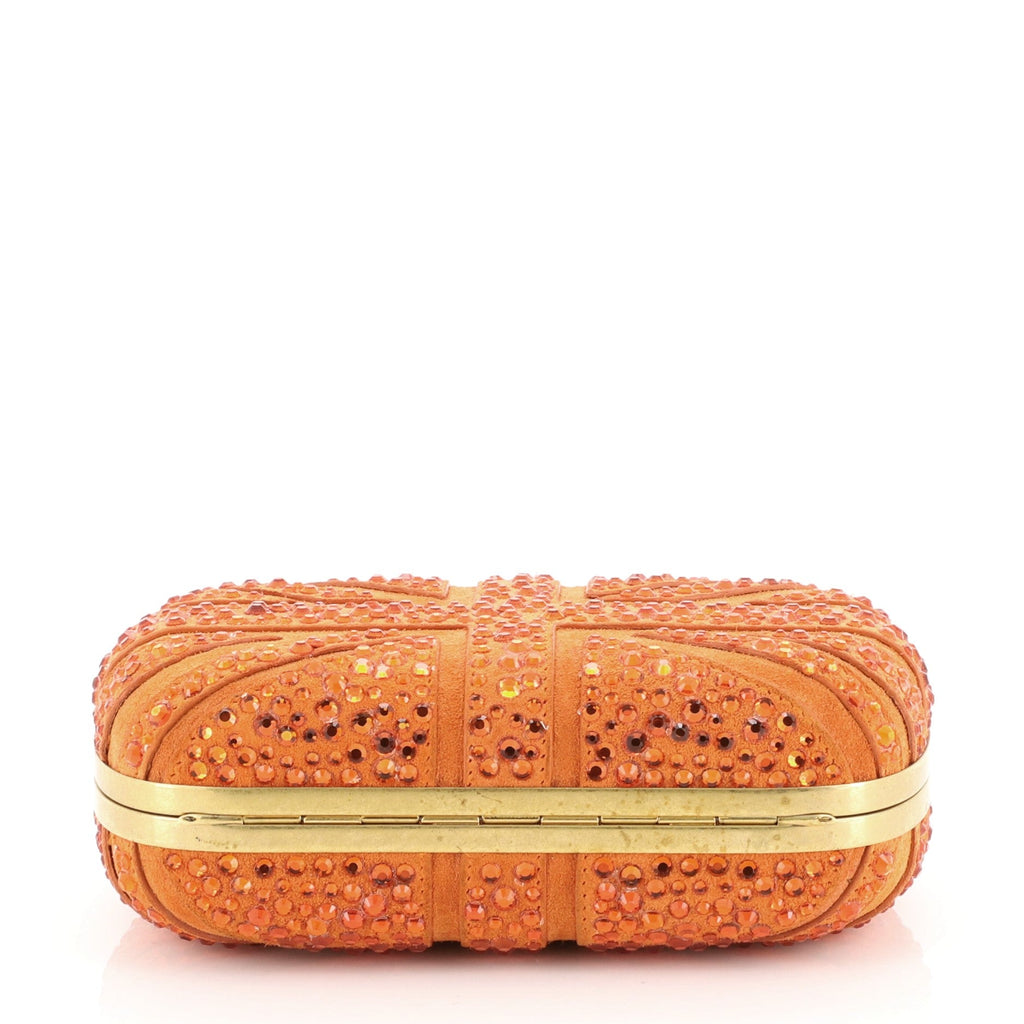 Britannia Skull Box Clutch Studded Suede Small